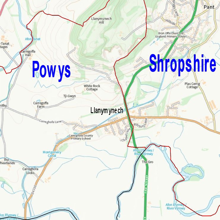 Powys-Shropshire border